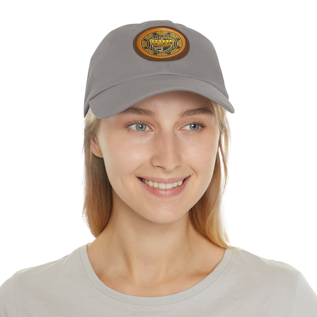 Vintage Leather Patch Dad Hat — Rustic 'Karka'an' Emblem Cap