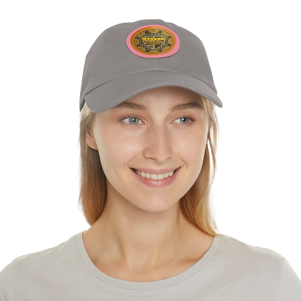 Vintage Leather Patch Dad Hat — Rustic 'Karka'an' Emblem Cap