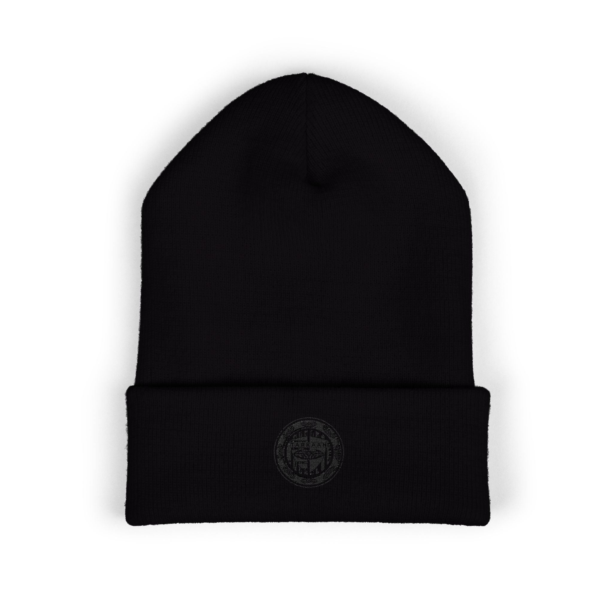 Tarkaan Embroidered Classic Cuffed Beanie — Minimal Crest Logo Winter Hat