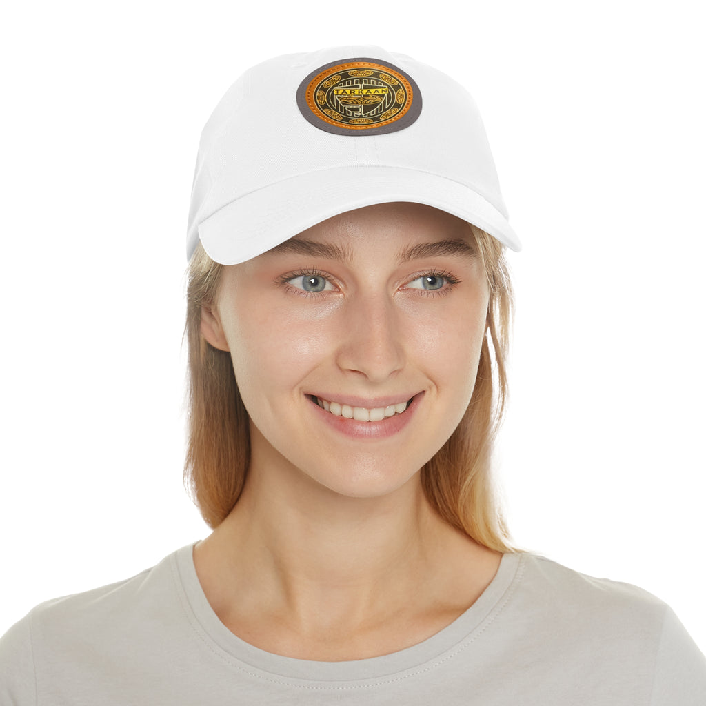 Vintage Leather Patch Dad Hat — Rustic 'Karka'an' Emblem Cap