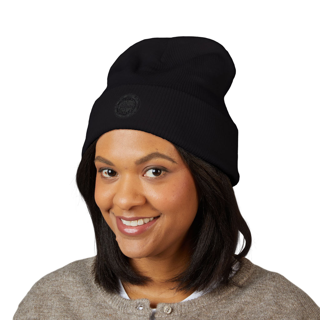 Tarkaan Embroidered Classic Cuffed Beanie — Minimal Crest Logo Winter Hat