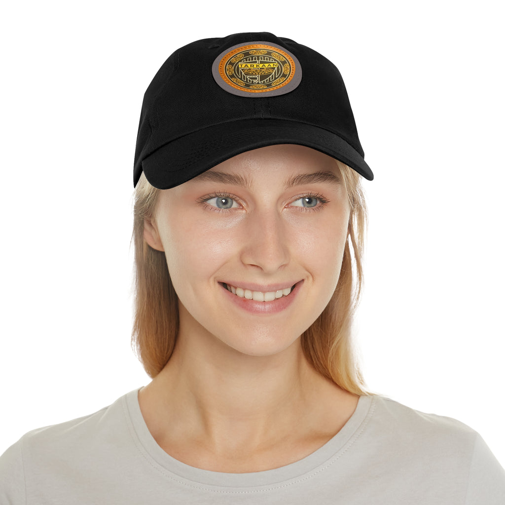 Vintage Leather Patch Dad Hat — Rustic 'Karka'an' Emblem Cap