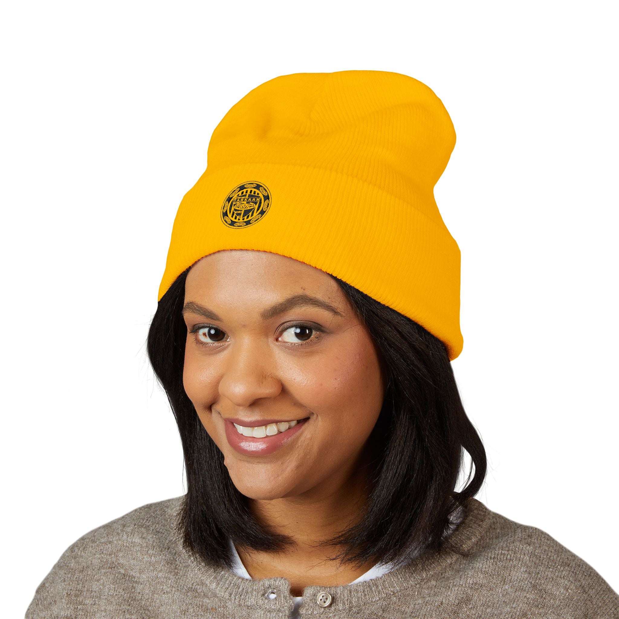 Tarkaan Embroidered Classic Cuffed Beanie — Minimal Crest Logo Winter Hat