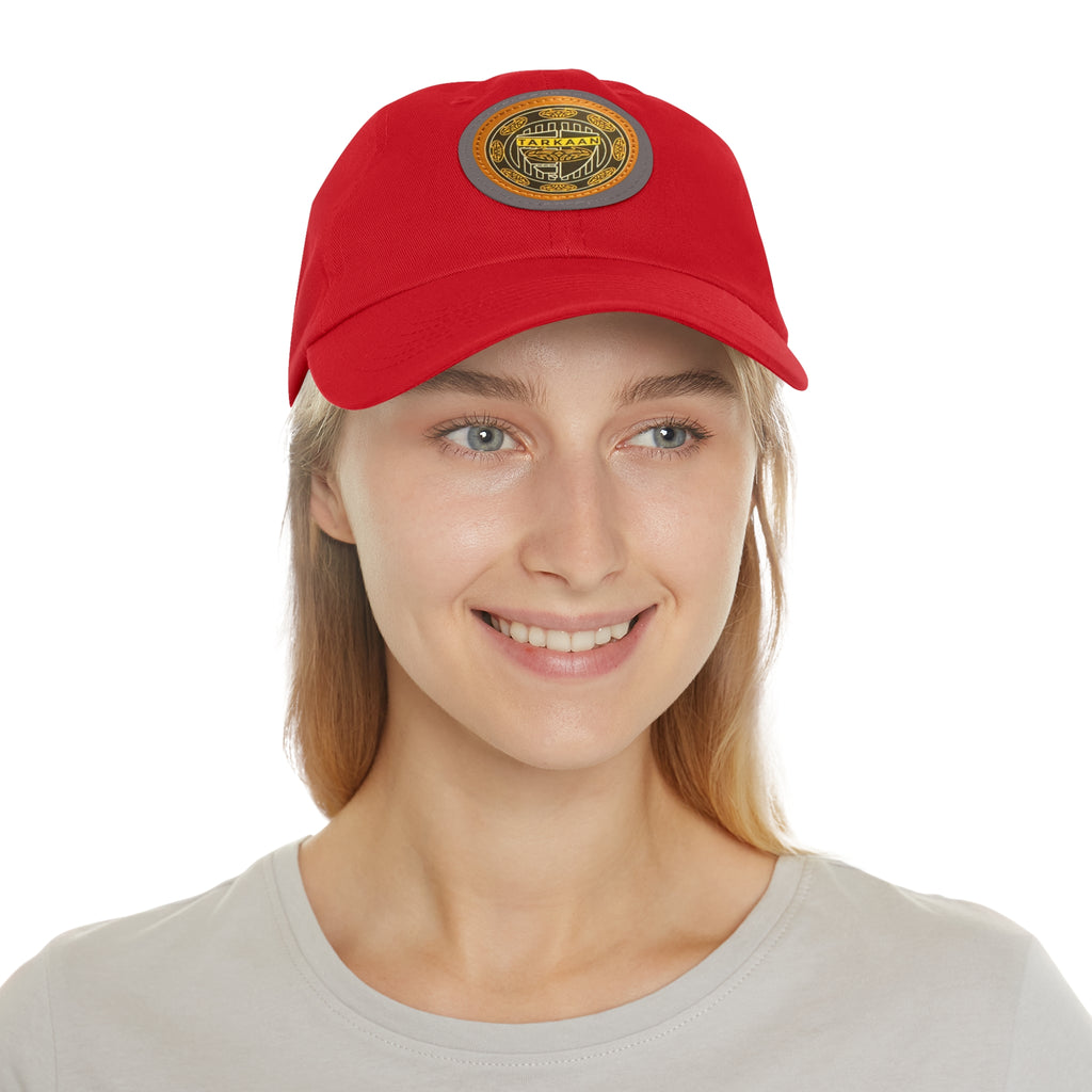 Vintage Leather Patch Dad Hat — Rustic 'Karka'an' Emblem Cap